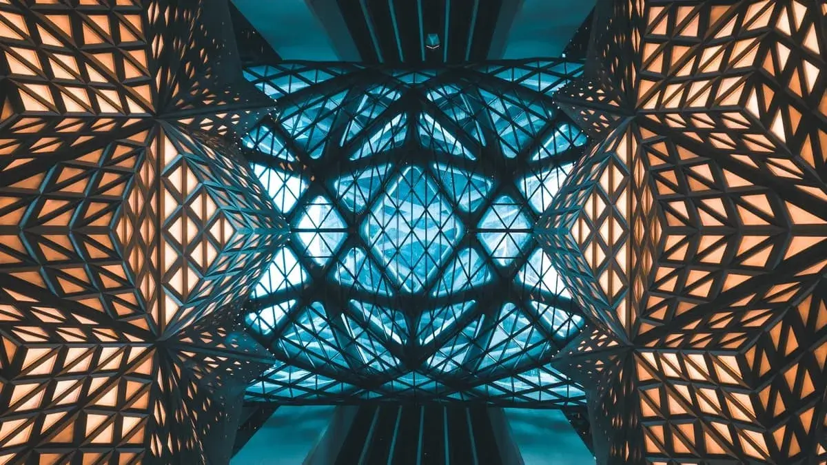 Golden and blue geometrical shapes